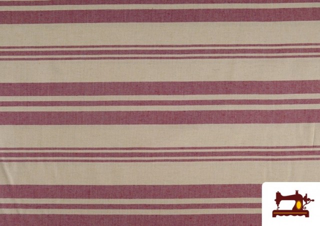 Comprar Tela de Loneta Panamá Estampado de Rayas Diferentes color Rojo