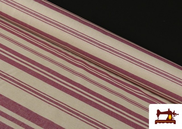 Venta de Tela de Loneta Panamá Estampado de Rayas Diferentes color Rojo