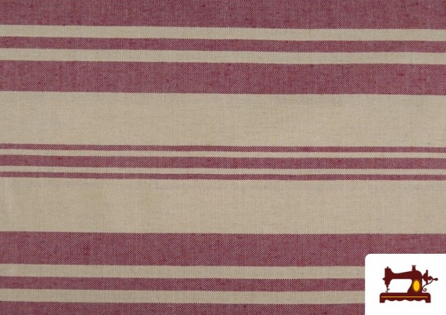 Venta online de Tela de Loneta Panamá Estampado de Rayas Diferentes color Rojo