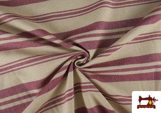 Comprar online Tela de Loneta Panamá Estampado de Rayas Diferentes color Rojo