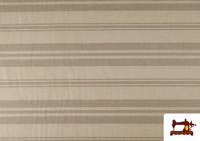 Comprar Tela de Loneta Panamá Estampado de Rayas Diferentes color Tostado
