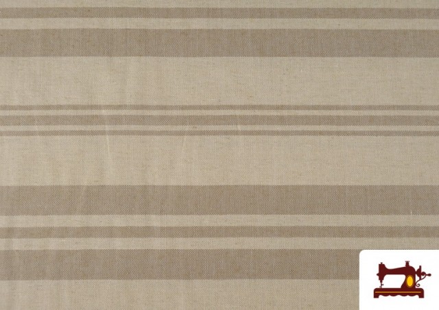 Venta de Tela de Loneta Panamá Estampado de Rayas Diferentes color Tostado