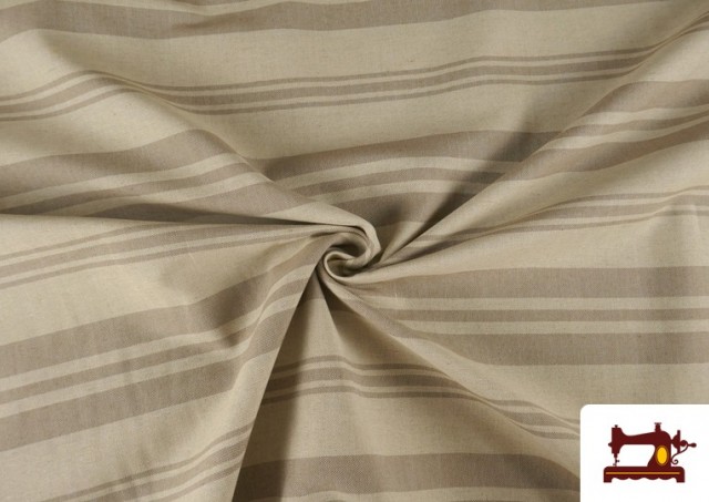 Comprar online Tela de Loneta Panamá Estampado de Rayas Diferentes color Tostado
