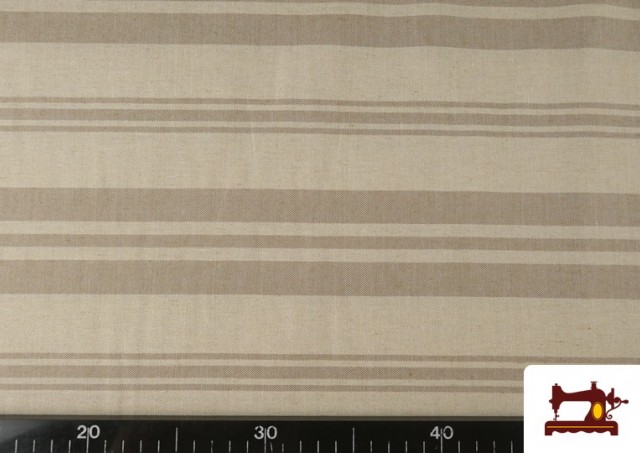 Venta online de Tela de Loneta Panamá Estampado de Rayas Diferentes color Tostado