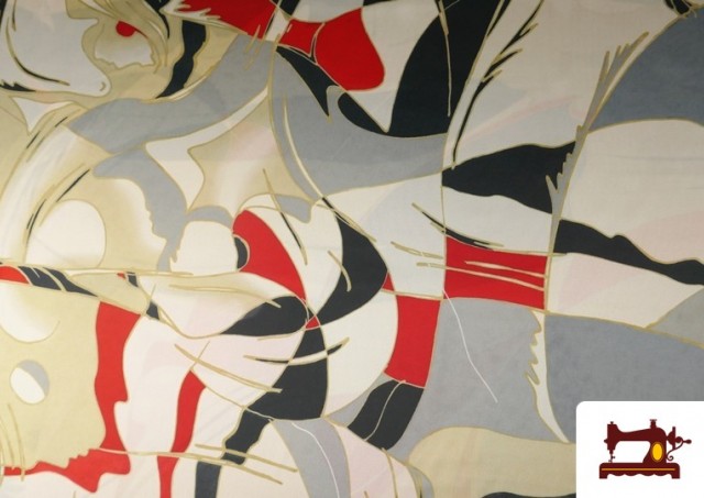 Venta de Tela Crep Saten Estampada Abstracta