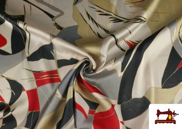 Venta online de Tela Crep Saten Estampada Abstracta