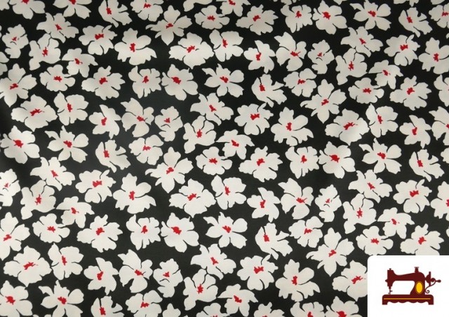 Comprar Tela Crep Saten Estampada Flores Detalles Rojos