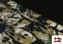 Tela de Viscosa Estampado Floral Grande Caqui