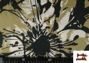 Venta de Tela de Viscosa Estampado Floral Grande Caqui