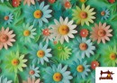 Venta de Tela de Algodón Estampado 3D Floral Verde