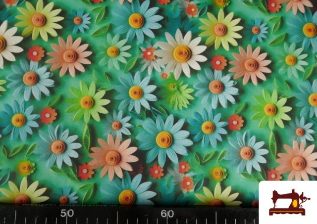 Venta online de Tela de Algodón Estampado 3D Floral Verde