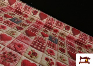 Tela de Algodón Estampado 3D Patchwork Rosa