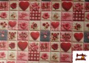 Comprar Tela de Algodón Estampado 3D Patchwork Rosa