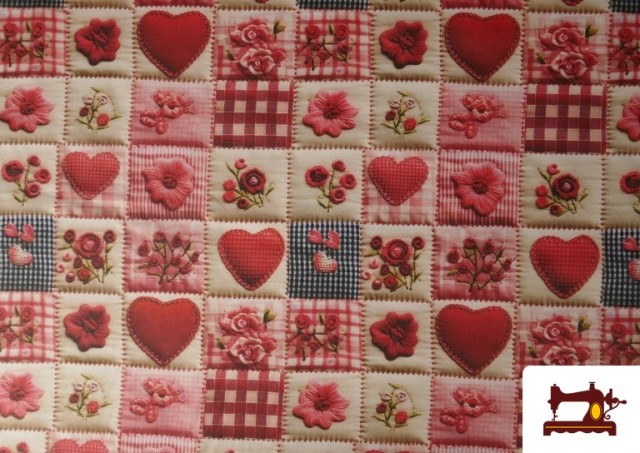 Comprar Tela de Algodón Estampado 3D Patchwork Rosa