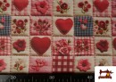 Comprar online Tela de Algodón Estampado 3D Patchwork Rosa
