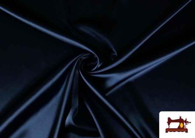 Venta online de Tela de Crepe Satén Raso Con Elastán de Colores color Azul Marino