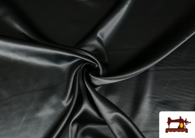 Tela de Crepe Satén Raso Con Elastán de Colores color Gris oscuro