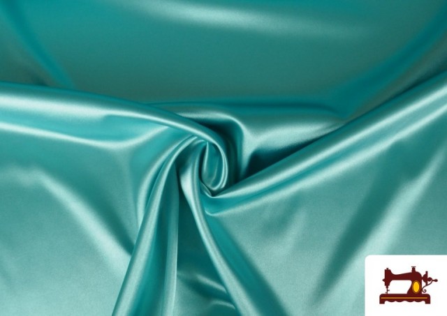 Venta de Tela de Crepe Satén Raso Con Elastán de Colores color Azul turquesa