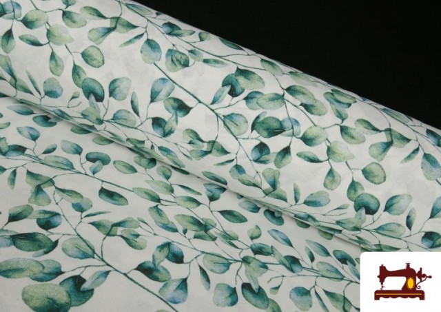 Tela de Loneta estampado Eucalipto Turquesa Ancho 280cm