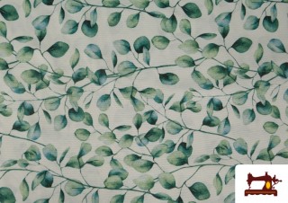 Comprar Tela de Loneta estampado Eucalipto Turquesa Ancho 280cm