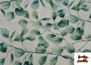Venta de Tela de Loneta estampado Eucalipto Turquesa Ancho 280cm