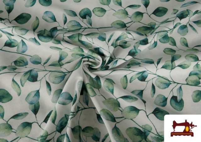 Venta online de Tela de Loneta estampado Eucalipto Turquesa Ancho 280cm