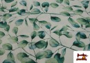 Tela de Loneta estampado Eucalipto Turquesa Ancho 280cm
