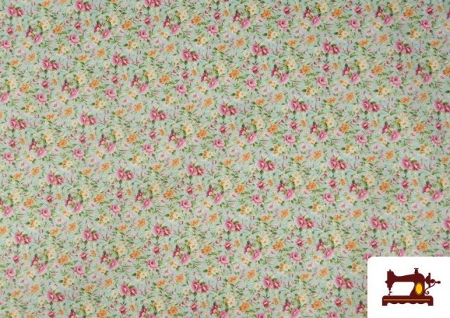 Comprar Tela de Algodón Estampado Flores color Mint