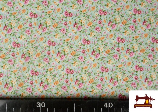 Comprar online Tela de Algodón Estampado Flores color Mint