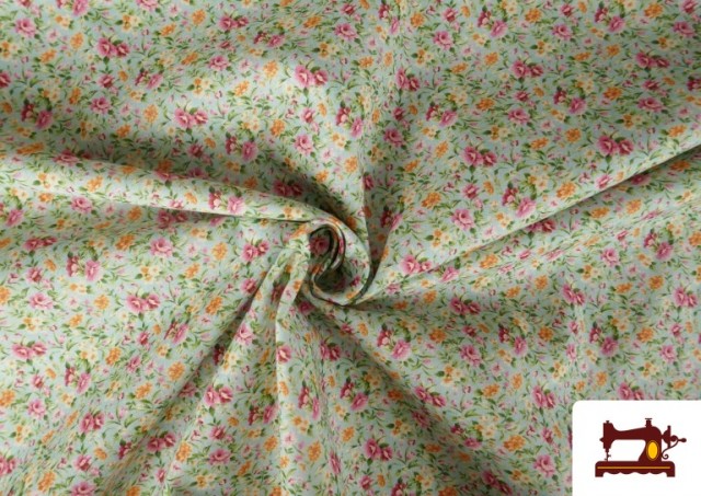 Venta online de Tela de Algodón Estampado Flores color Mint