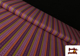 Tela de Algodón Estampado con Rayas de Colores