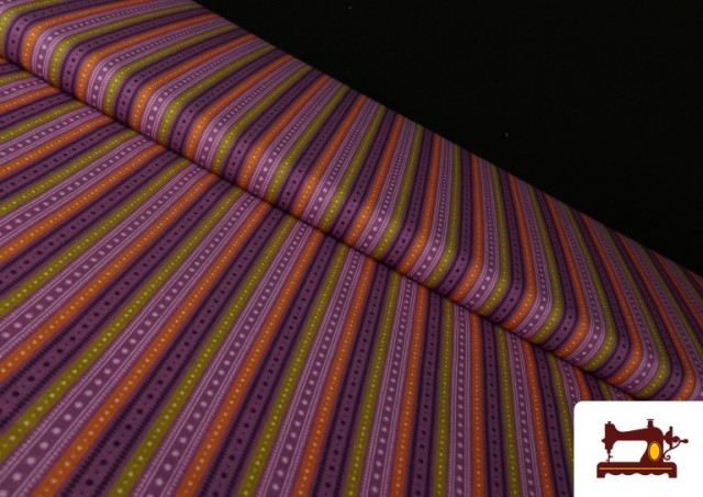 Tela de Algodón Estampado con Rayas de Colores