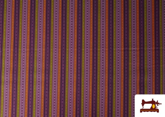 Comprar Tela de Algodón Estampado con Rayas de Colores