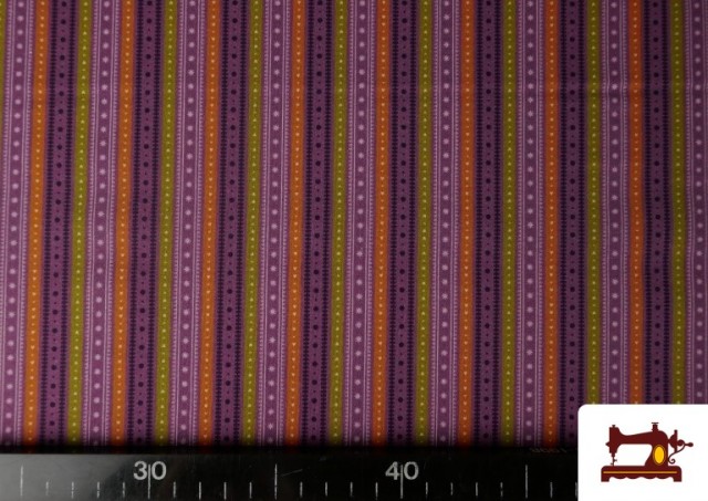 Comprar online Tela de Algodón Estampado con Rayas de Colores