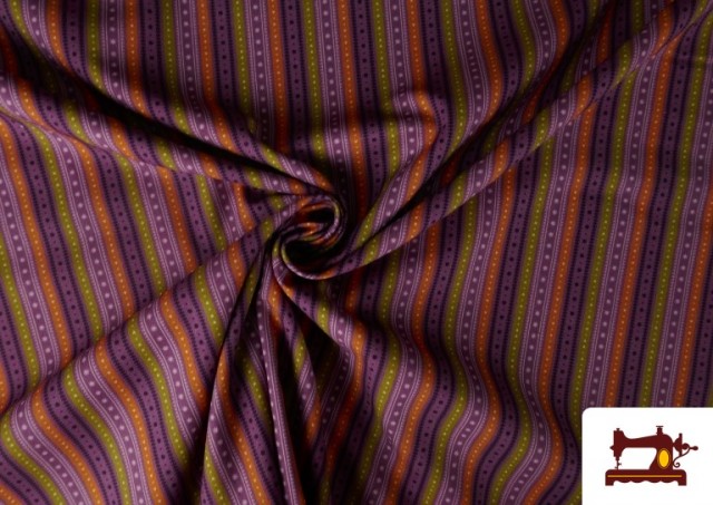 Venta online de Tela de Algodón Estampado con Rayas de Colores