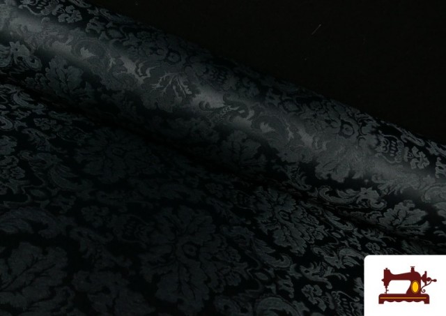 Comprar online Tela de Fantasía Jacquard Floral Medallón color Negro