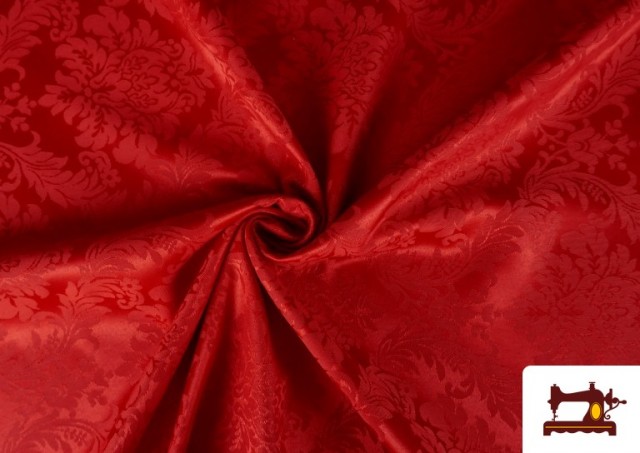 Comprar Tela de Fantasía Jacquard Floral Medallón color Rojo