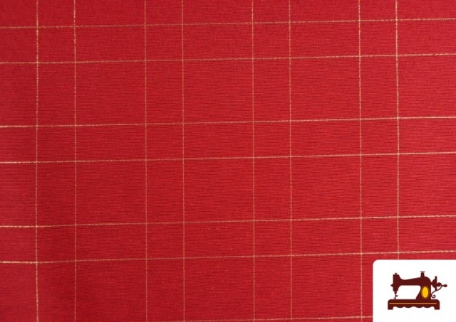 Venta de Tela de Decoración de Navidad Cuadros Dorados Brillante 140 cm color Rojo