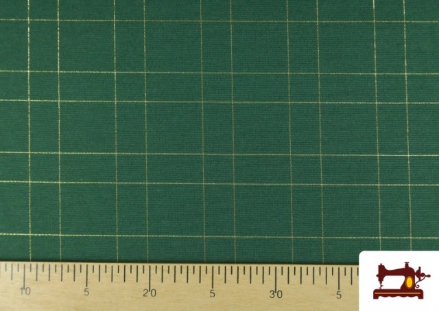 Venta de Tela de Decoración de Navidad Cuadros Dorados Brillante 140 cm color Verde botella