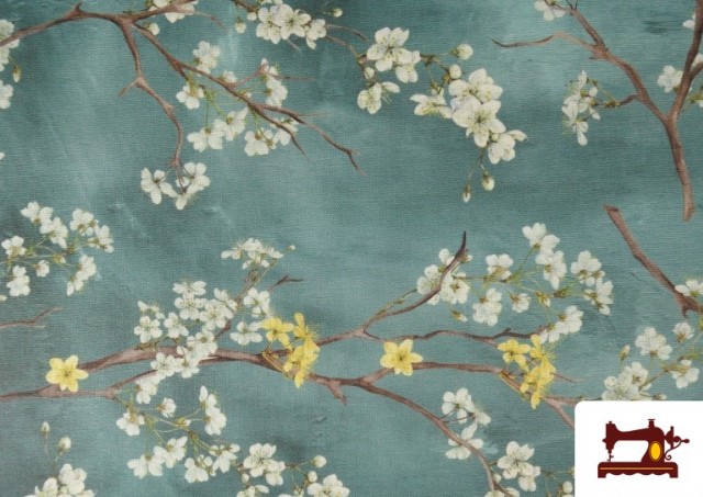Venta de Tela de Tapicería Repelente al Agua Estampado Almendros Floral