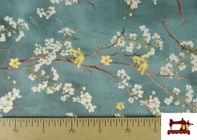 Comprar online Tela de Tapicería Repelente al Agua Estampado Almendros Floral