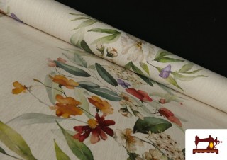 Tela de Mantelería Repelente al Agua Estampado Floral Cenefas