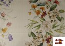 Venta de Tela de Mantelería Repelente al Agua Estampado Floral Cenefas