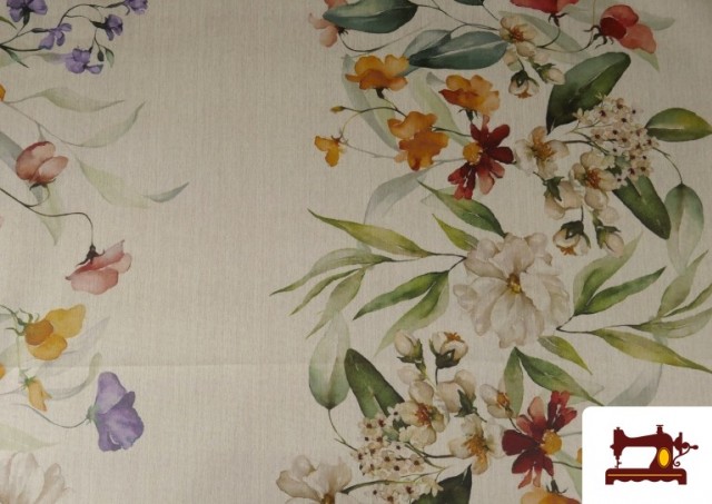 Venta de Tela de Mantelería Repelente al Agua Estampado Floral Cenefas