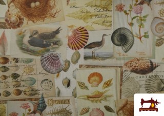 Venta de Tela de Loneta Estampada Motivos del Mar