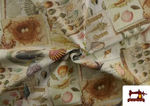 Venta online de Tela de Loneta Estampada Motivos del Mar