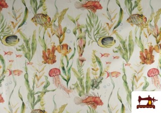 Comprar Tela de Loneta Estampada Fondo Marino Peces