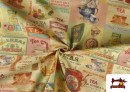 Venta online de Tela de Loneta Estampada Con Temática de Té
