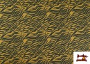 Comprar online Tela de Punto de Seda con Licra  Estampado Animal Cebra color Mostaza