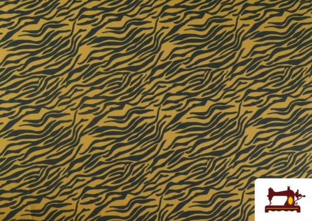 Comprar online Tela de Punto de Seda con Licra  Estampado Animal Cebra color Mostaza